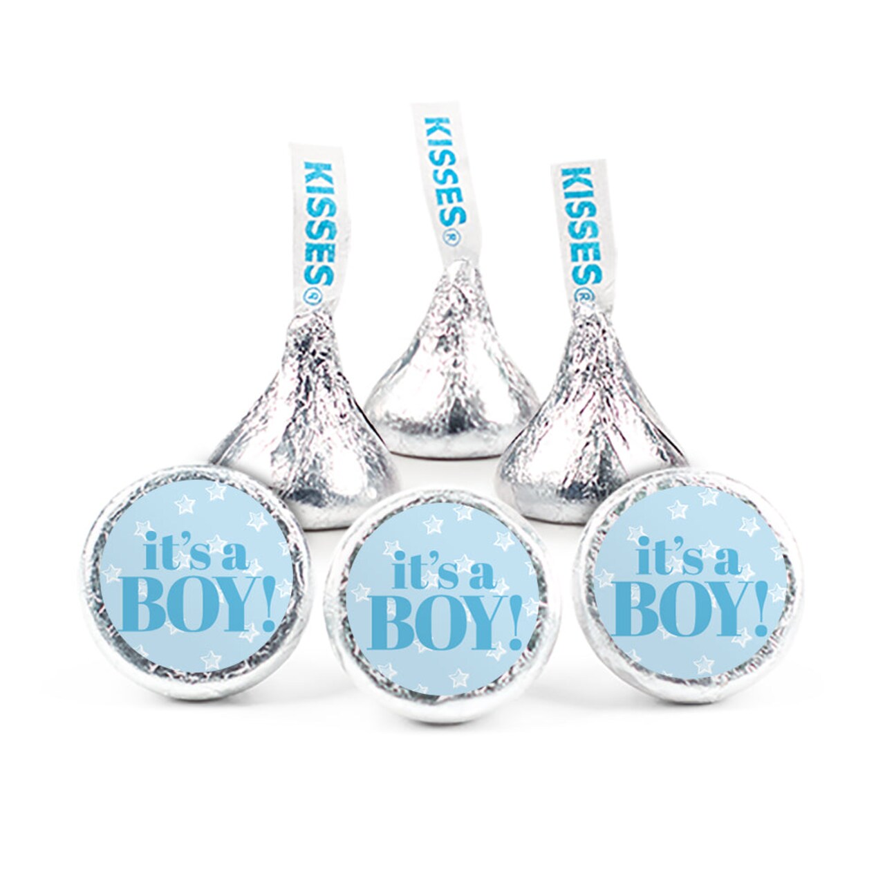 324ct Blue It's a Boy Baby Shower Stickers for Hershey's Kisses, DIY Party Favors (324 Stickers) - Candy Not Included - By Just Candy